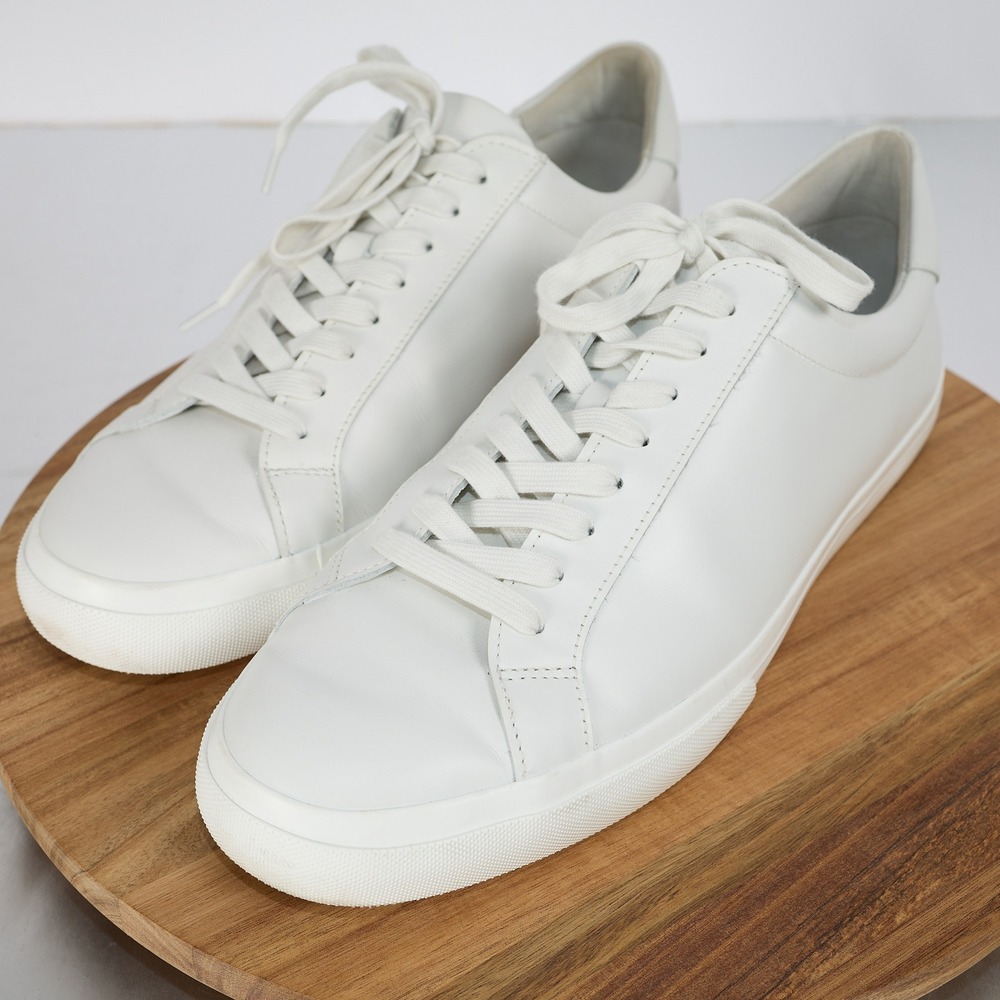 Vince Flint Mens White Leather Low Top Minimalist Sneakers Size 13 US 47.5 EUR